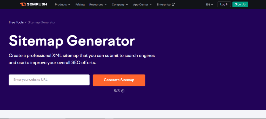 Semrush Free Sitemap Generator