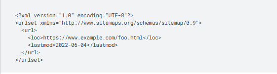 XML sitemap example XML sitemap example