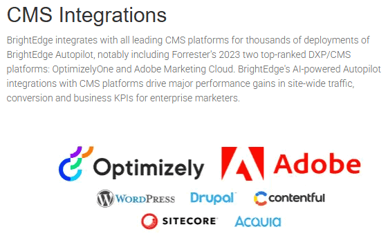 BrightEdge’s CMS integrations