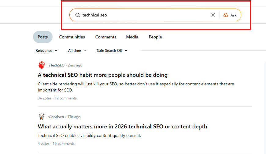 Reddit search