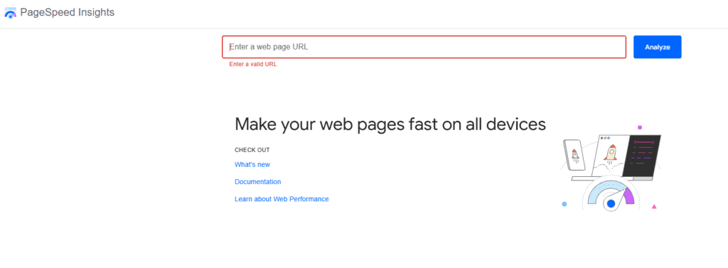 PageSpeed Insights tool PageSpeed Insights tool