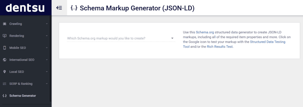 Screenshot of a Schema generator.