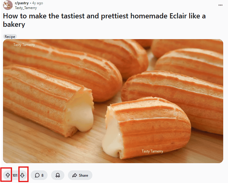 Reddit post with upvotes and downvotes
