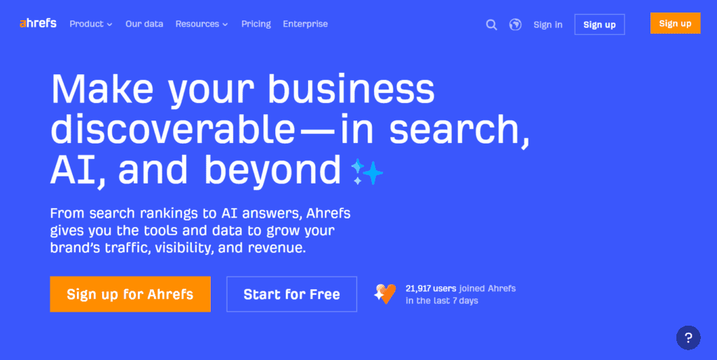 Ahrefs Homepage Screenshot