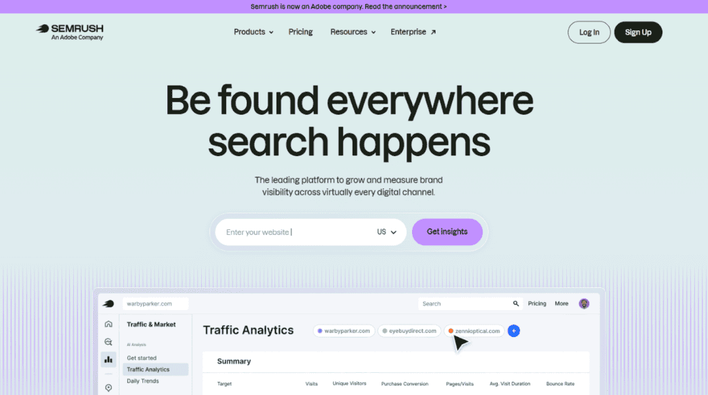 Semrush Homepage Screenshot