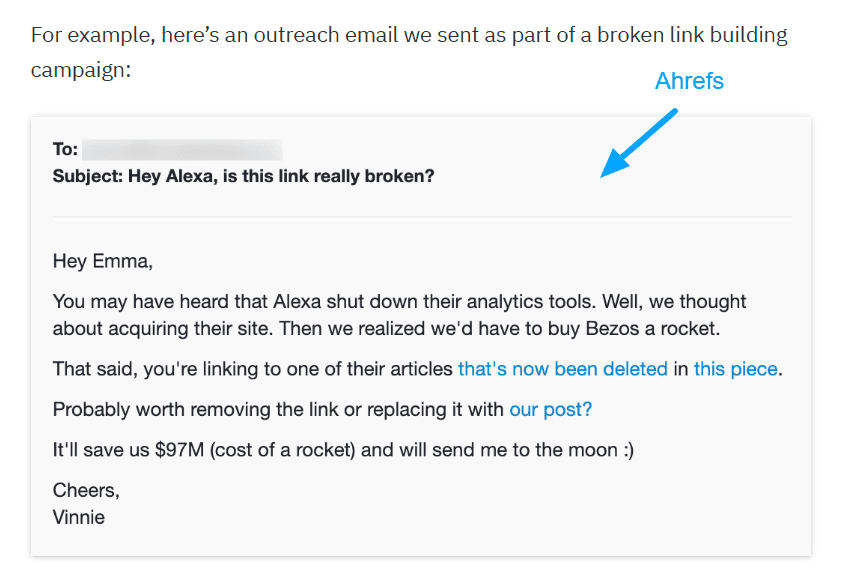 Ahrefs’ Outreach Email
